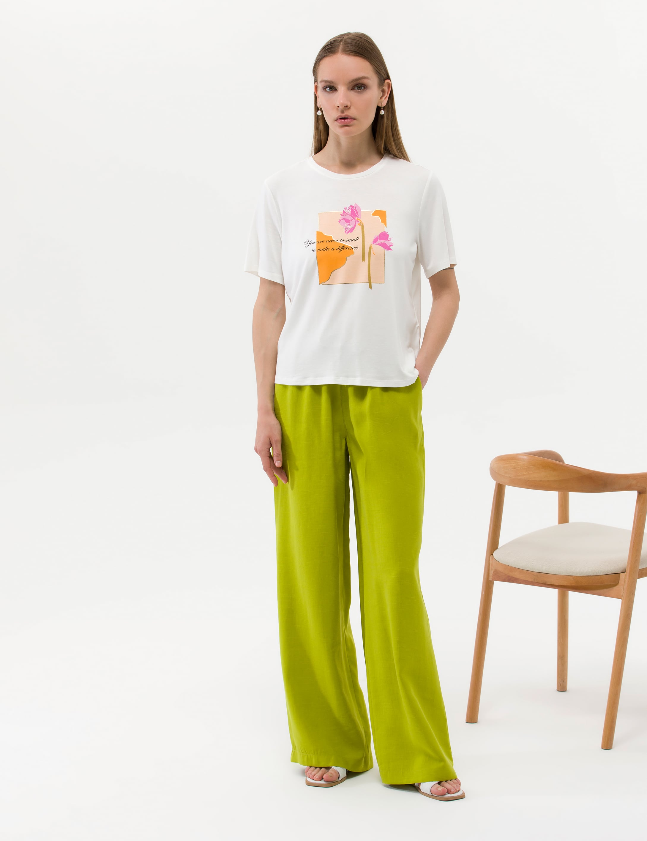 Yeşil Elastik Belli Loose Fit Pantolon