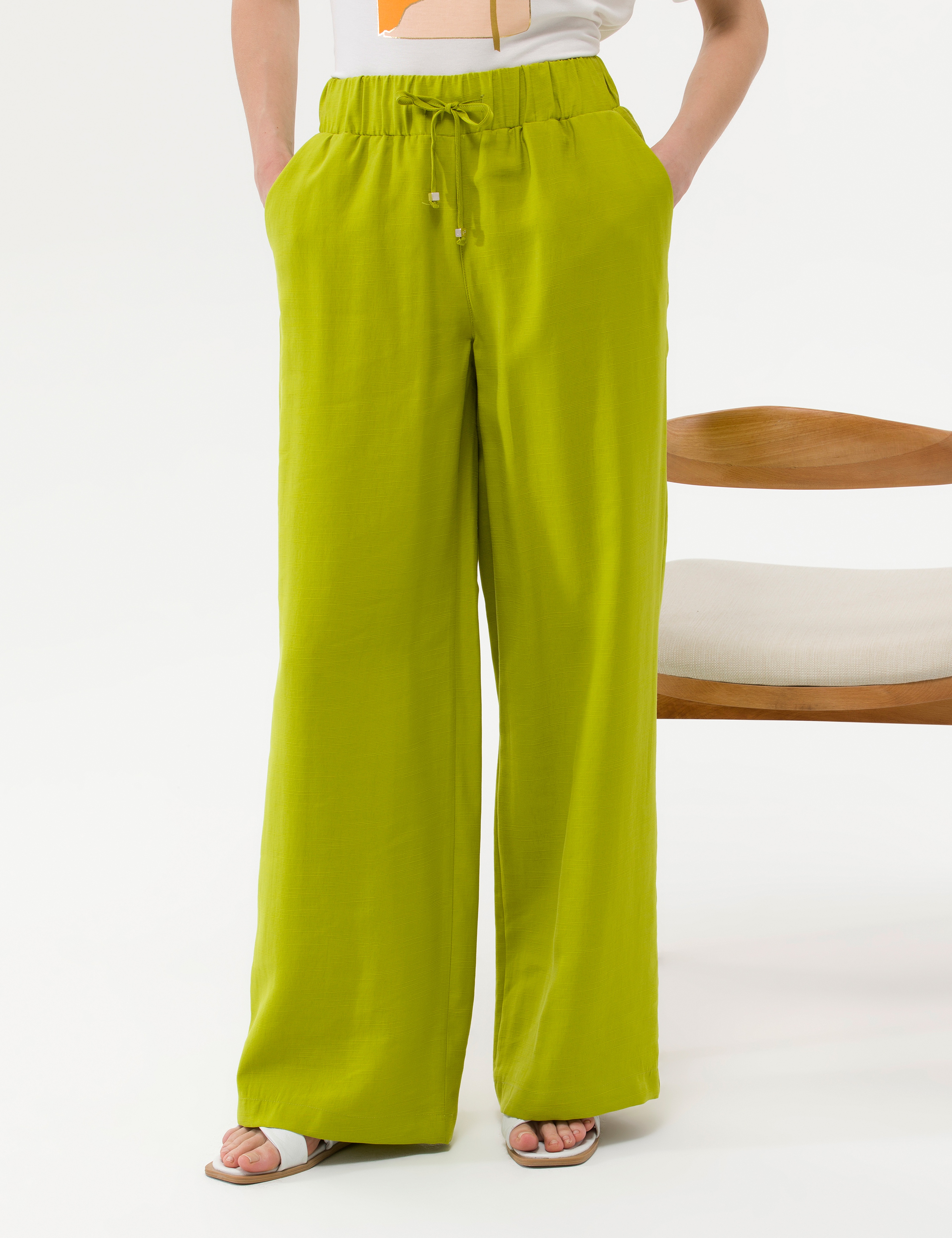 Yeşil Elastik Belli Loose Fit Pantolon
