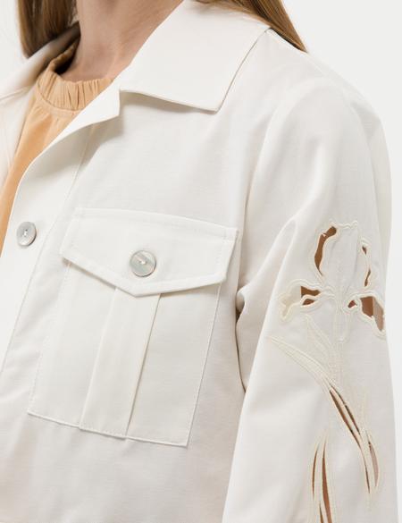 Ekru Keten Karışımlı Crop Ceket - 50263094051