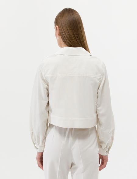 Ekru Keten Karışımlı Crop Ceket - 50263094051