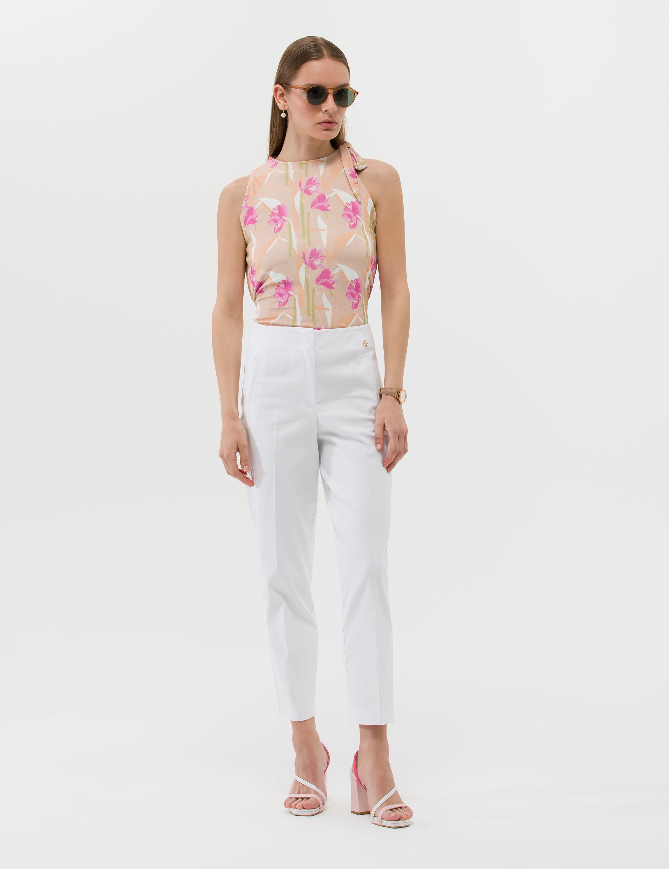 Kahverengi Kolsuz Comfort Fit Bluz - Image 4