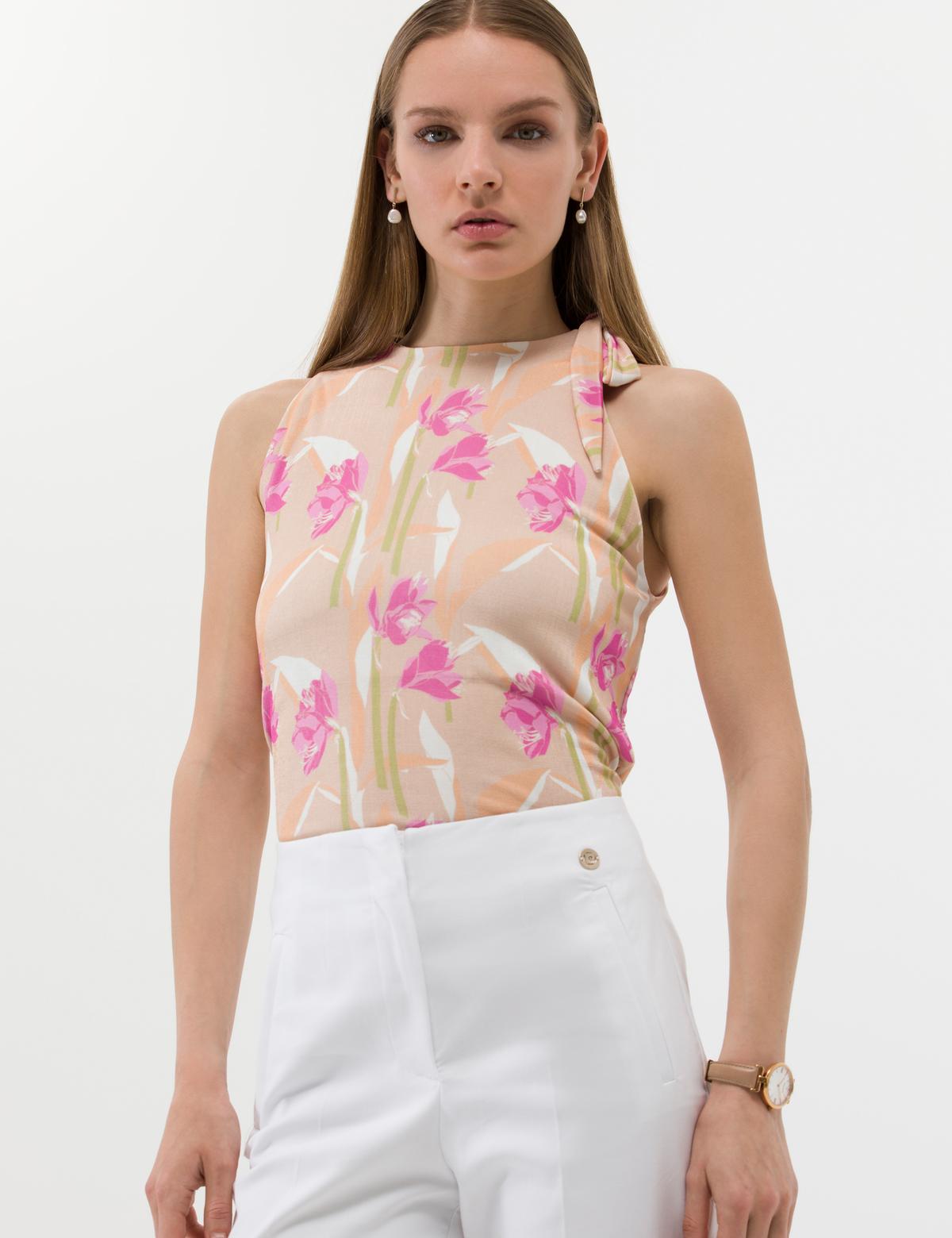 Kahverengi Kolsuz Comfort Fit Bluz - 50263716003