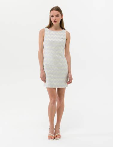 Ekru Slim Fit Dokuma Elbise