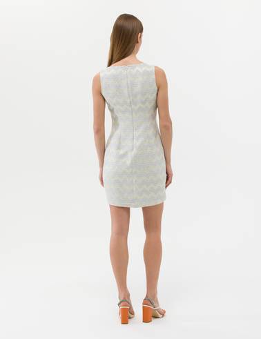 Ekru Slim Fit Dokuma Elbise