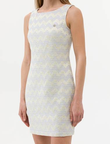 Ekru Slim Fit Dokuma Elbise