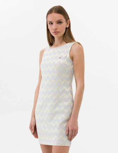 Ekru Slim Fit Dokuma Elbise - 50265987002