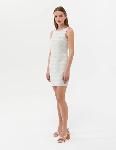 Ekru Slim Fit Dokuma Elbise