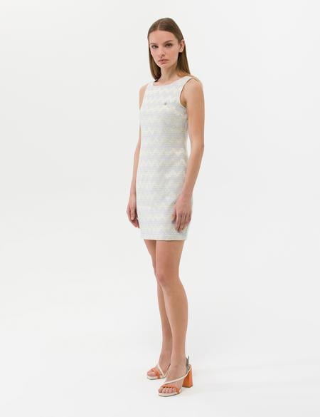 Ekru Slim Fit Dokuma Elbise - 50265987002