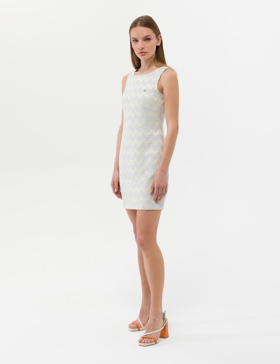 Ekru Slim Fit Dokuma Elbise