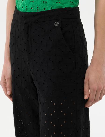 Siyah Brode Flare Cropped Pantolon - 50267578022