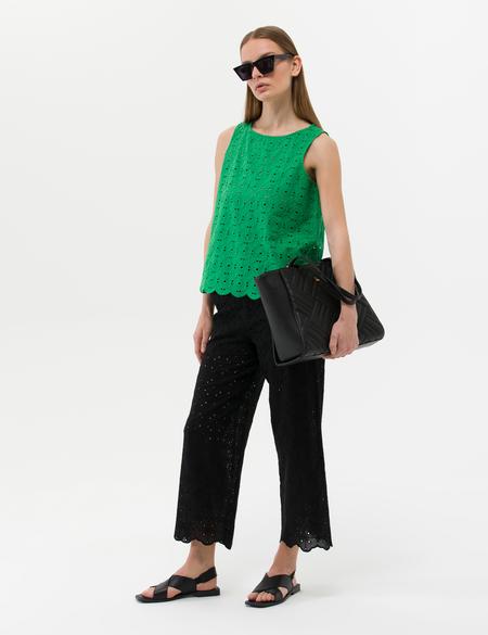 Siyah Brode Flare Cropped Pantolon - 50267578022