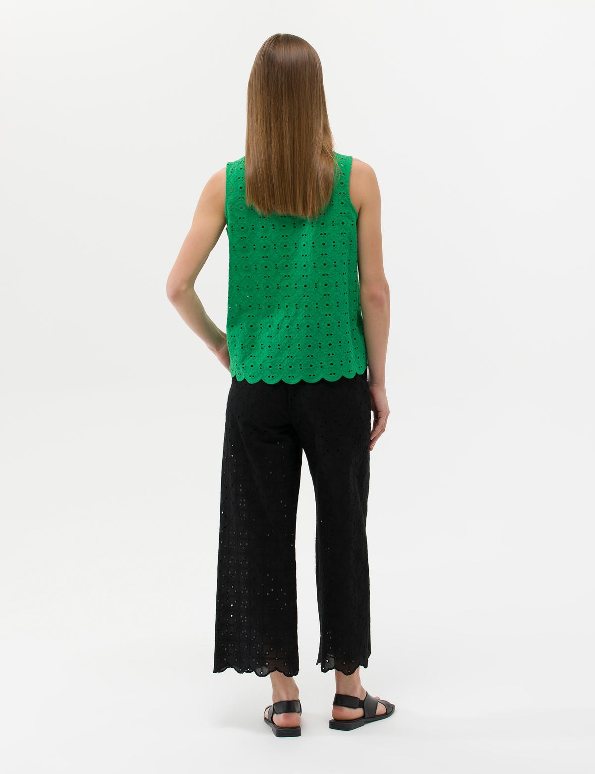 Siyah Brode Flare Cropped Pantolon - 50267578022
