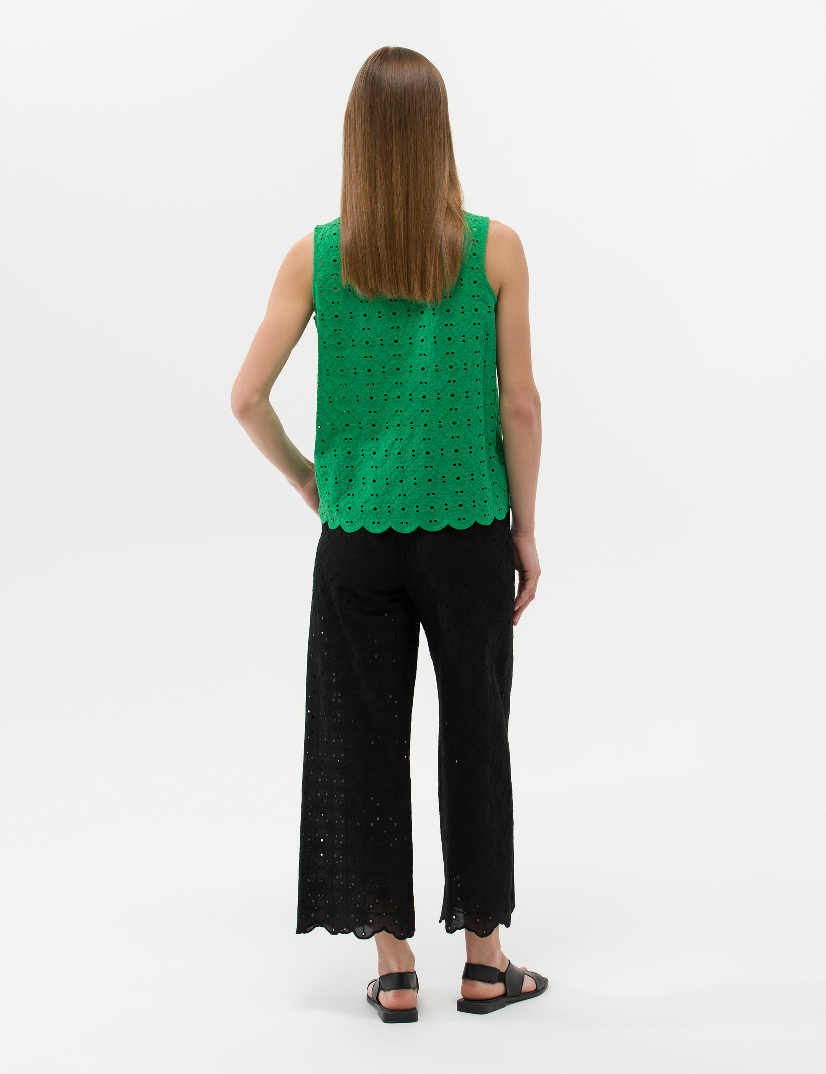 Siyah Brode Flare Cropped Pantolon