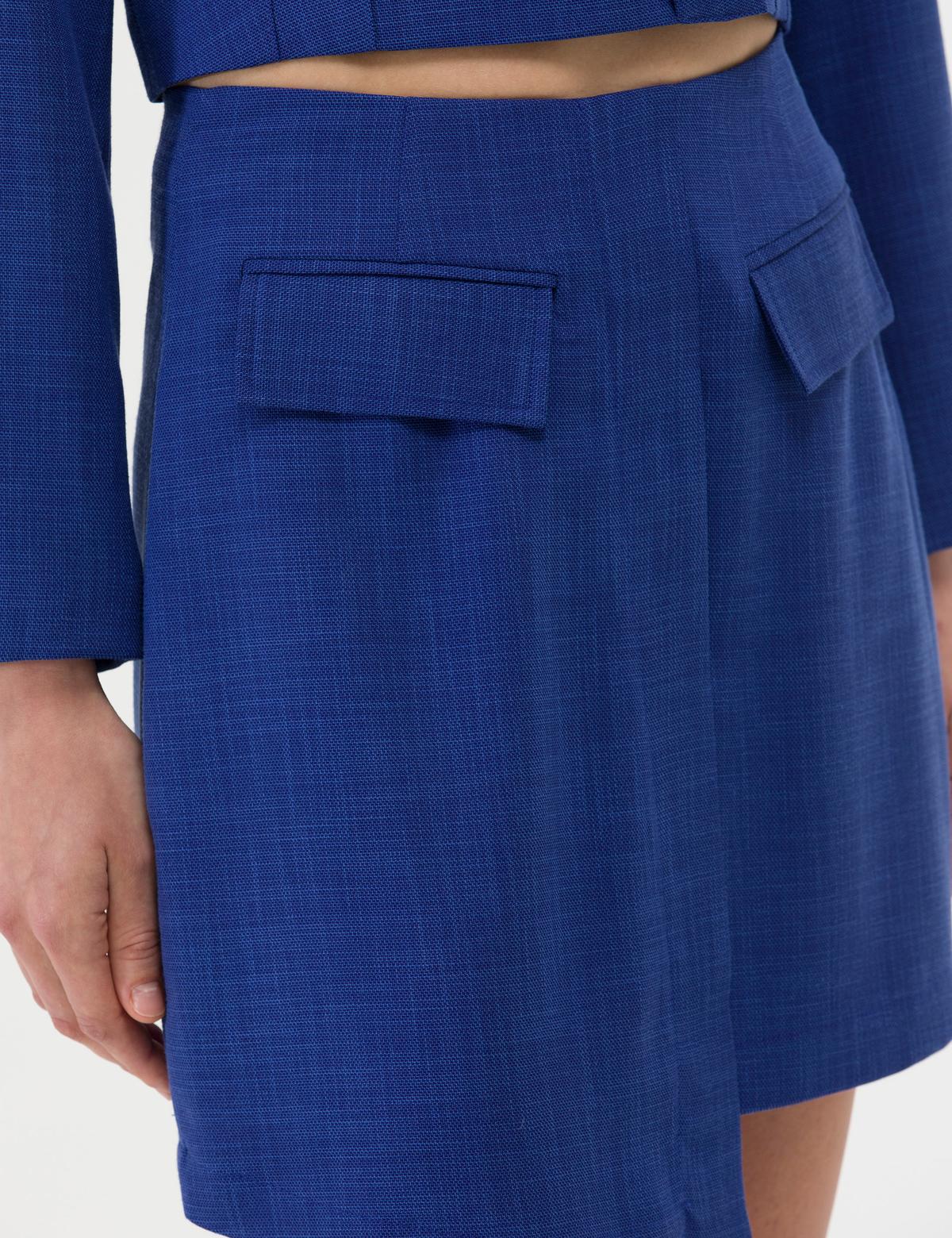 İndigo A Kesim Dokuma Etek - 50269105011