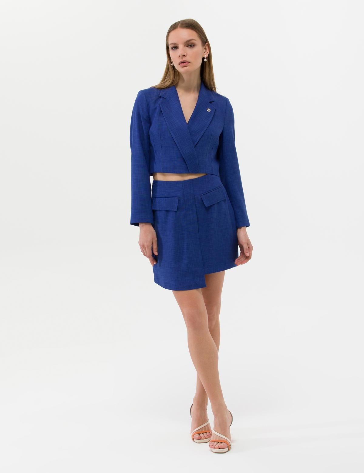 İndigo A Kesim Dokuma Etek - 50269105011