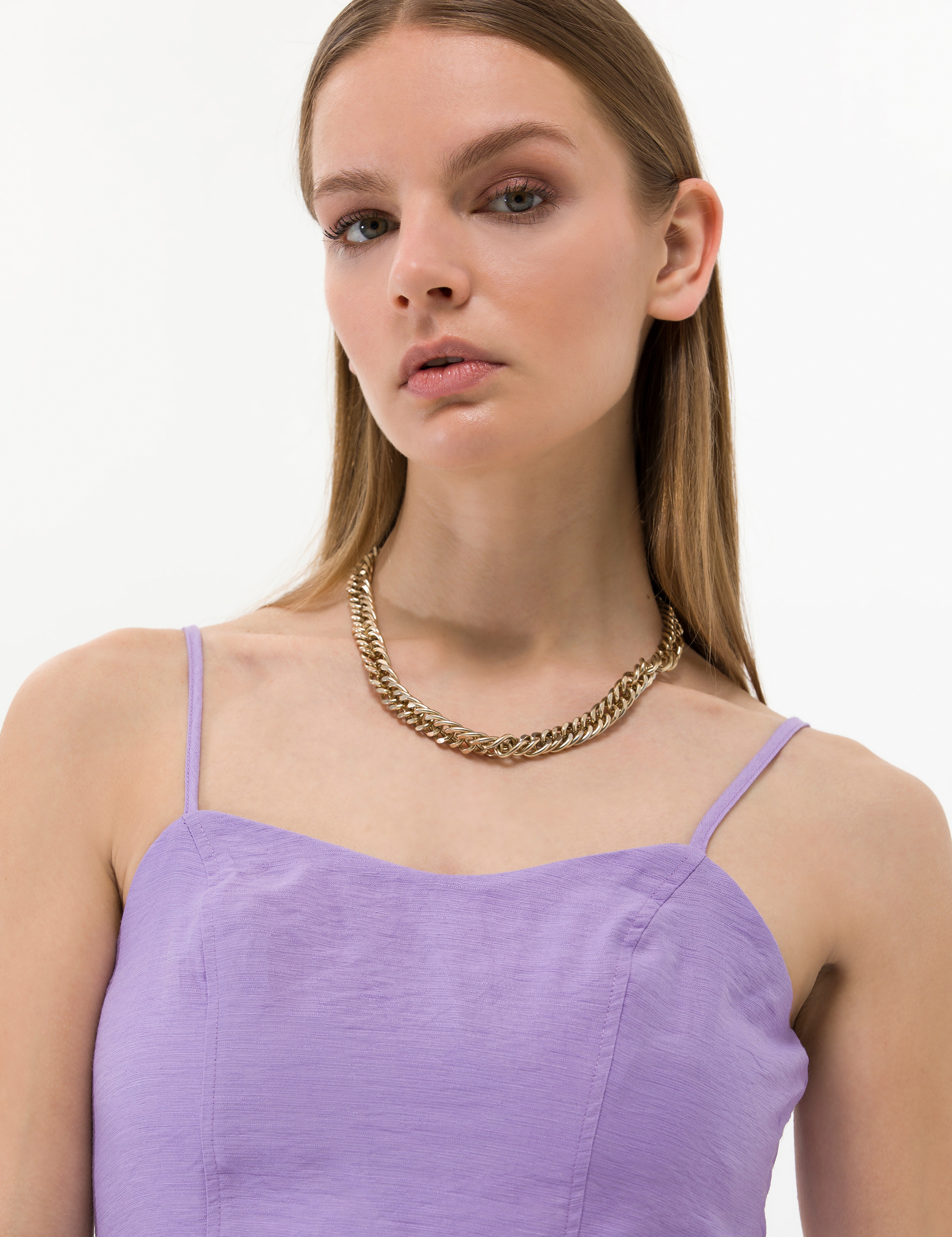 Mor Crop Top Kolsuz Bluz - Image 3