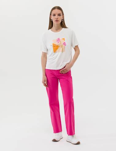 Fuşya High Waist Flare Fit Jean Pantolon