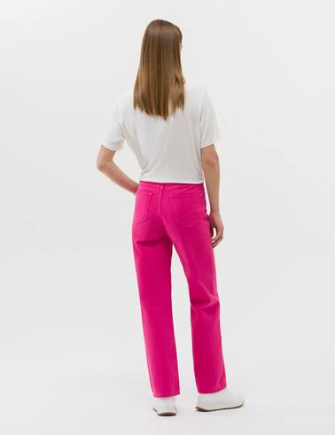 Fuşya High Waist Flare Fit Jean Pantolon