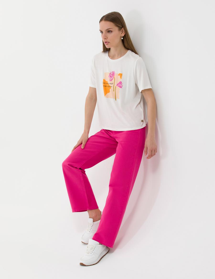 Fuşya High Waist Flare Fit Jean Pantolon