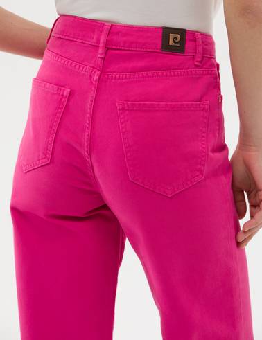 Fuşya High Waist Flare Fit Jean Pantolon