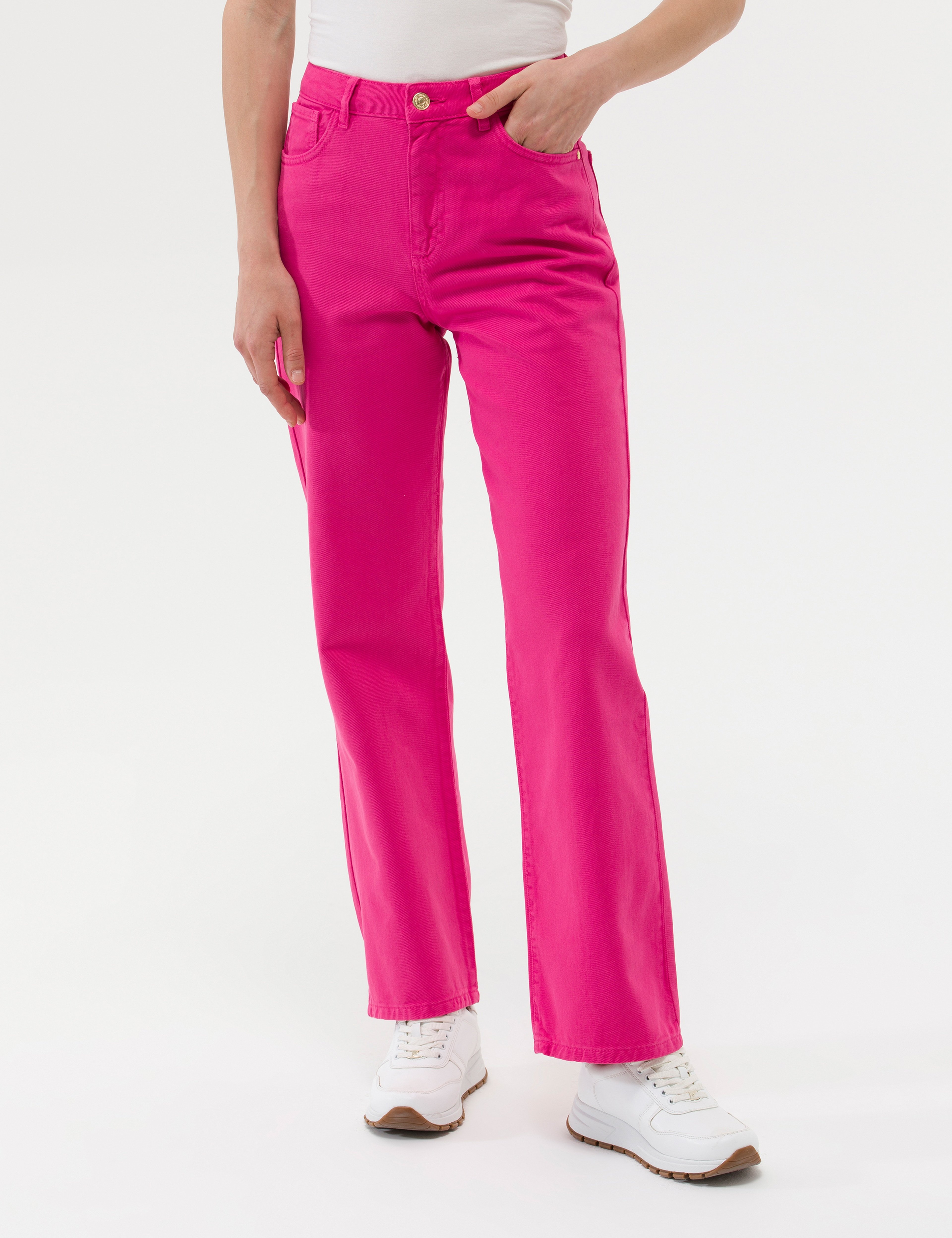 Fuşya High Waist Flare Fit Jean Pantolon - Image 2