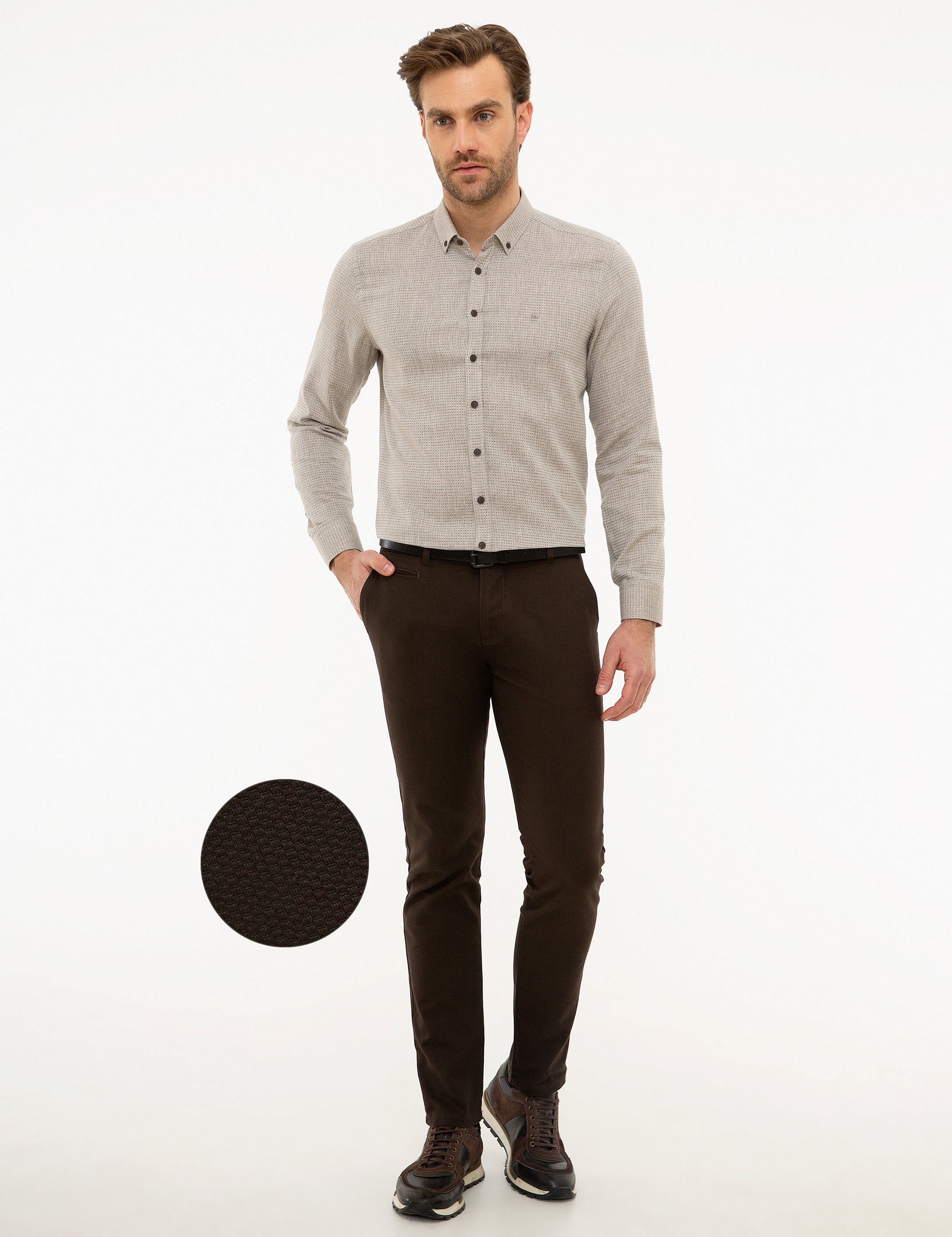 Kahverengi Slim Fit Chino Pantolon - Image 1