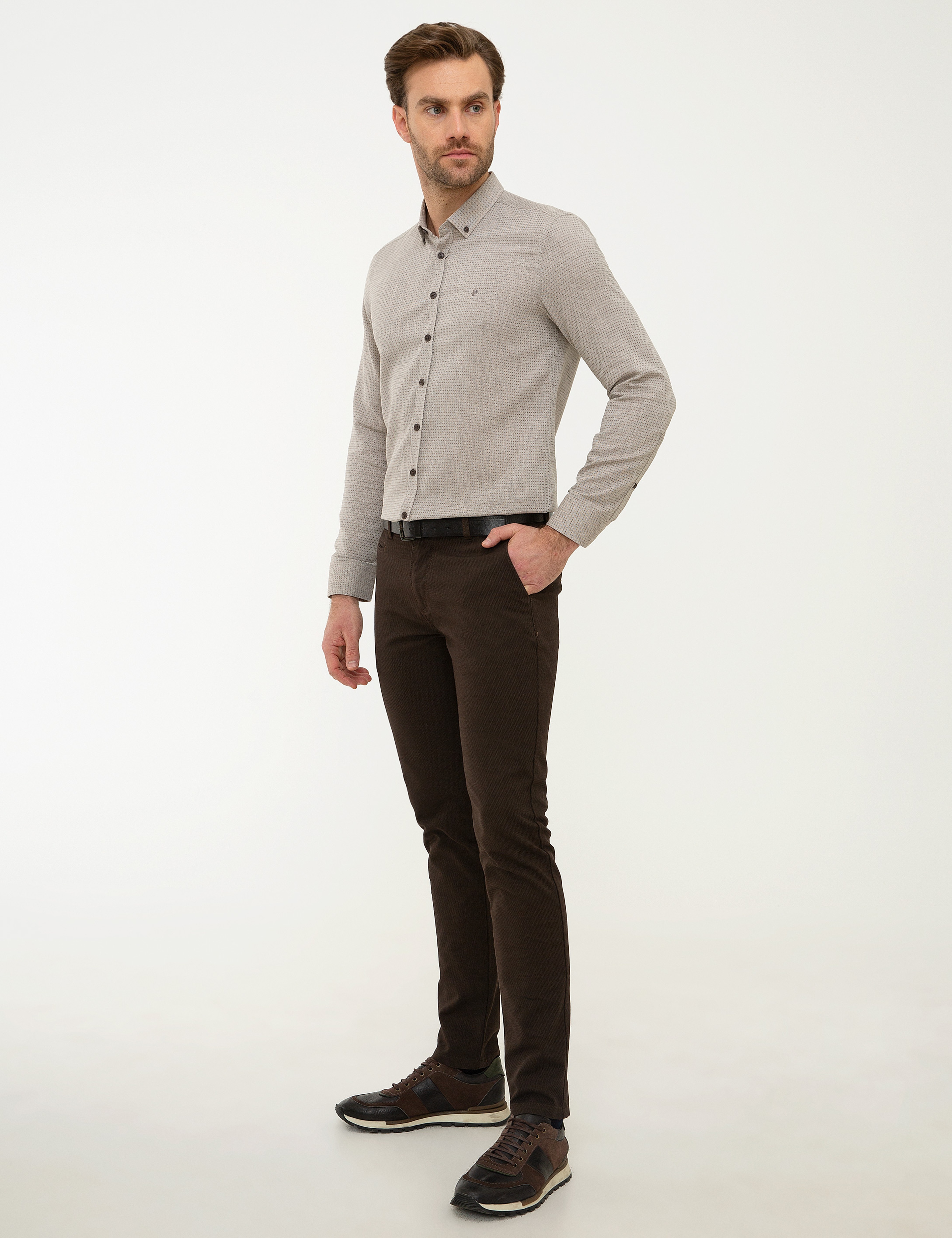 Kahverengi Slim Fit Chino Pantolon