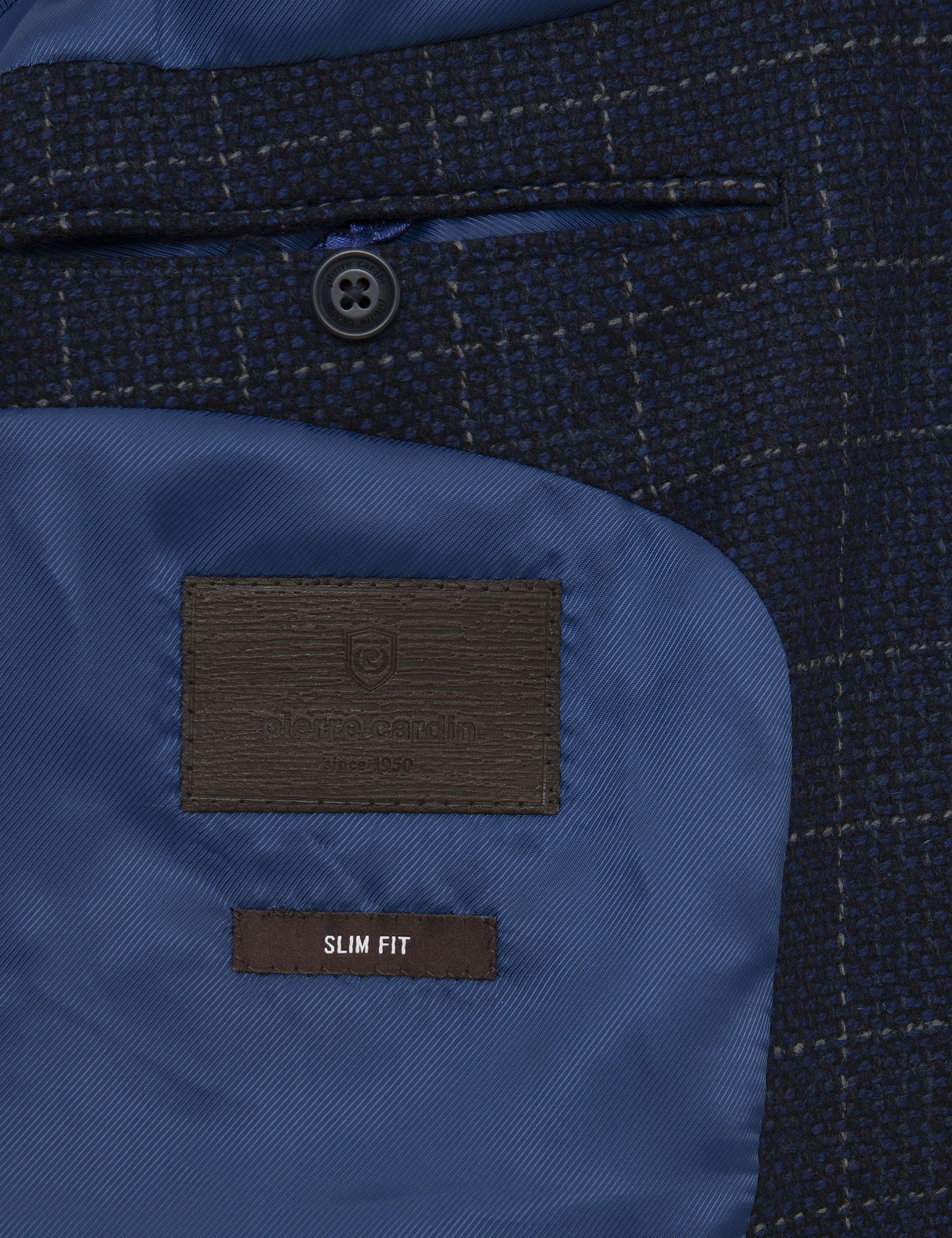 Ekose Lacivert Slim Fit Ceket - Image 6