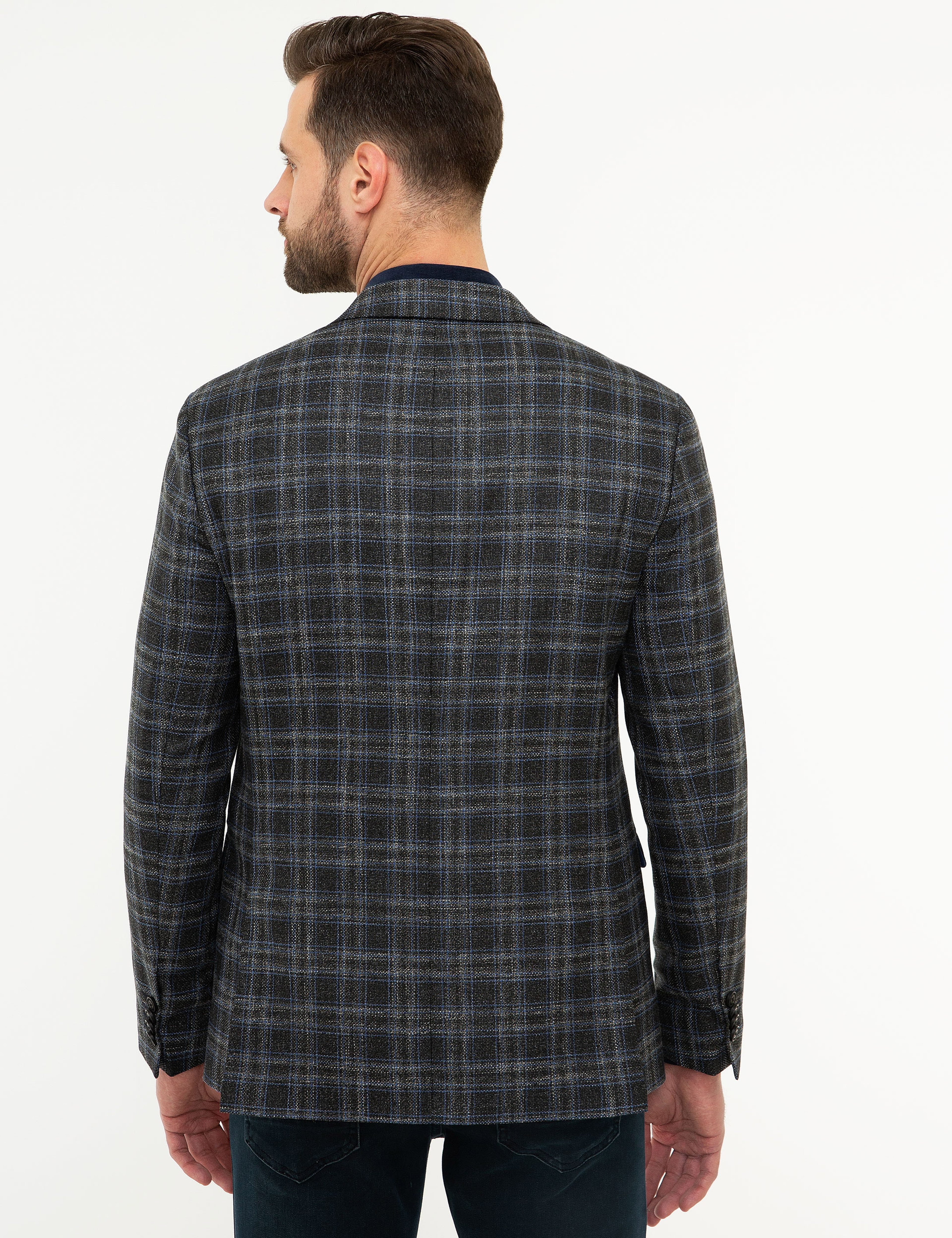 Ekose Füme Slim Fit Ceket