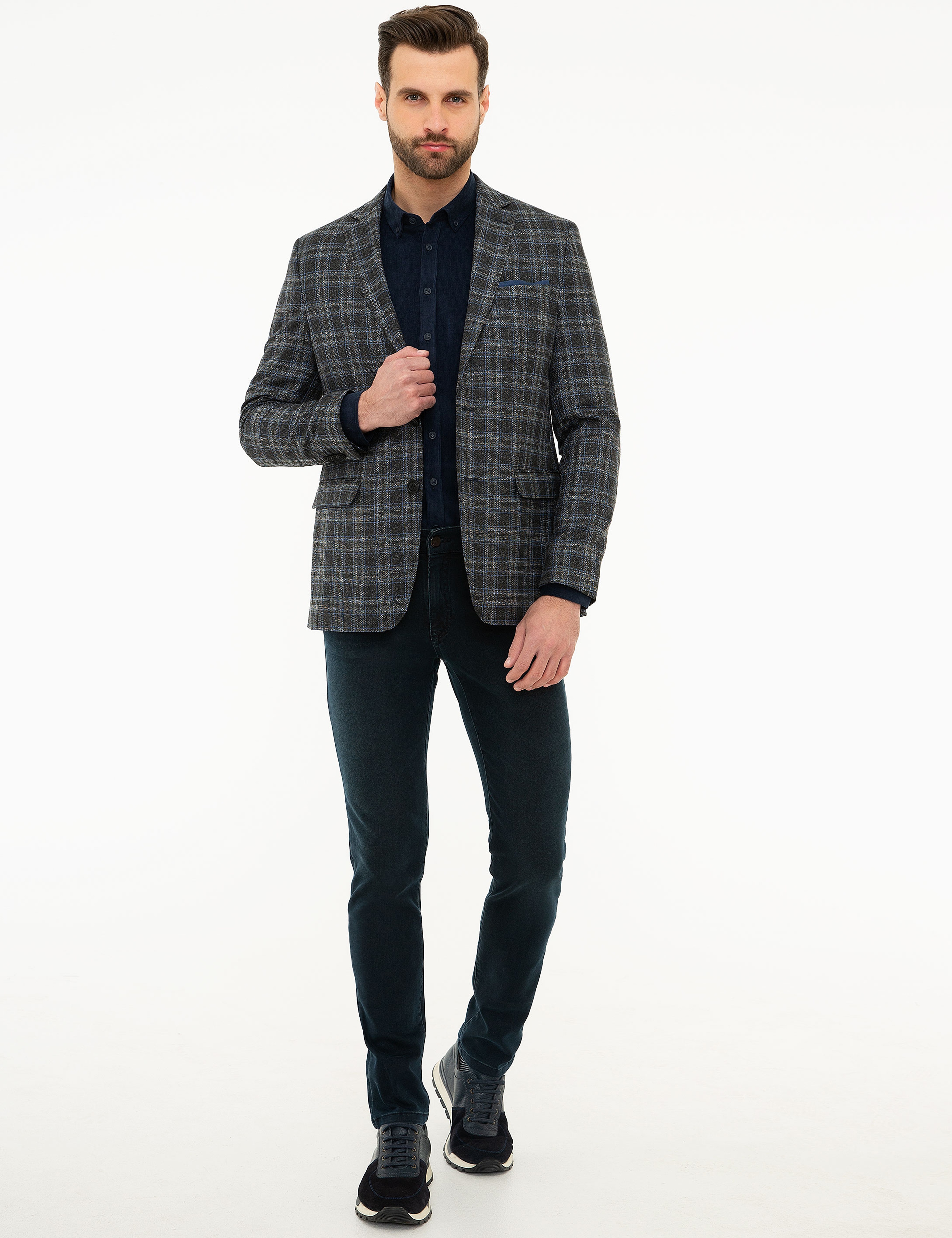 Ekose Füme Slim Fit Ceket - Image 5