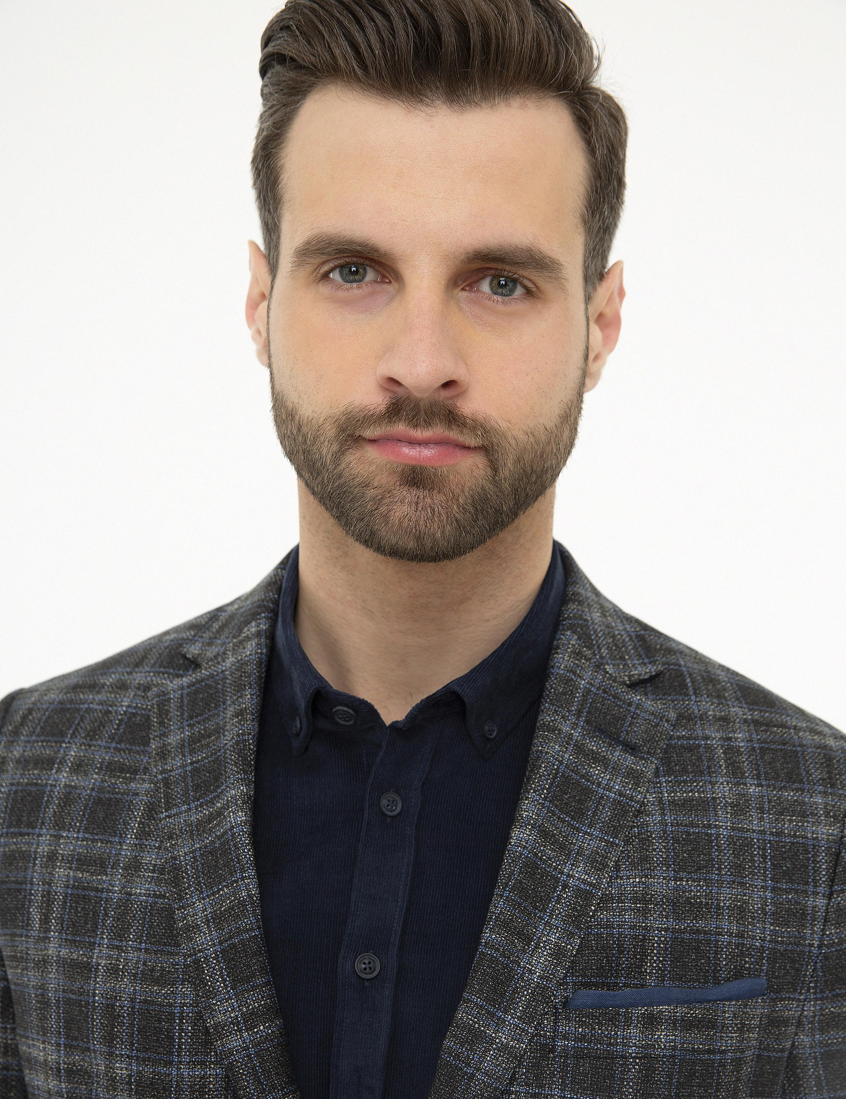 Ekose Füme Slim Fit Ceket