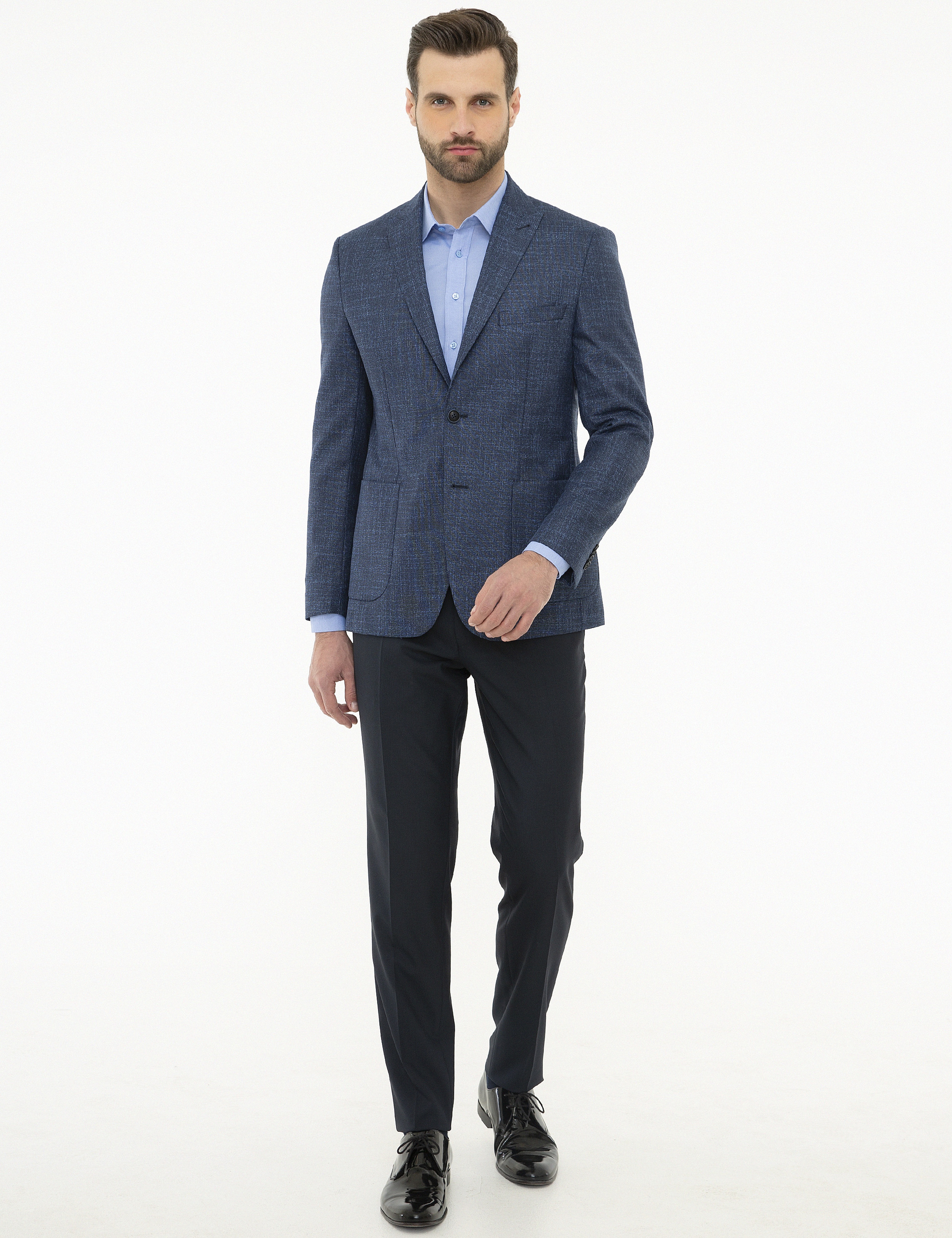 Açık Lacivert Slim Fit Ceket - Image 5