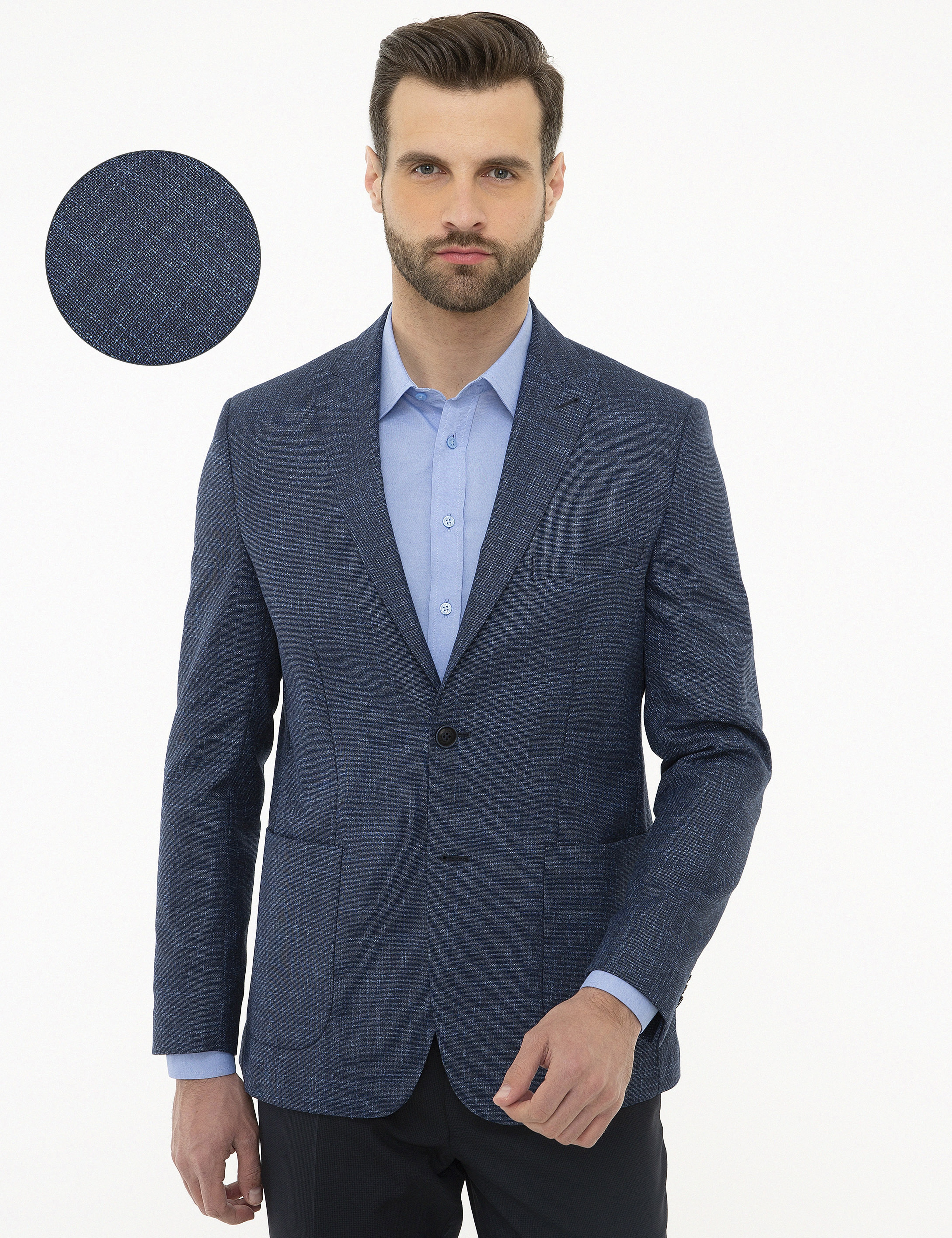 Açık Lacivert Slim Fit Ceket