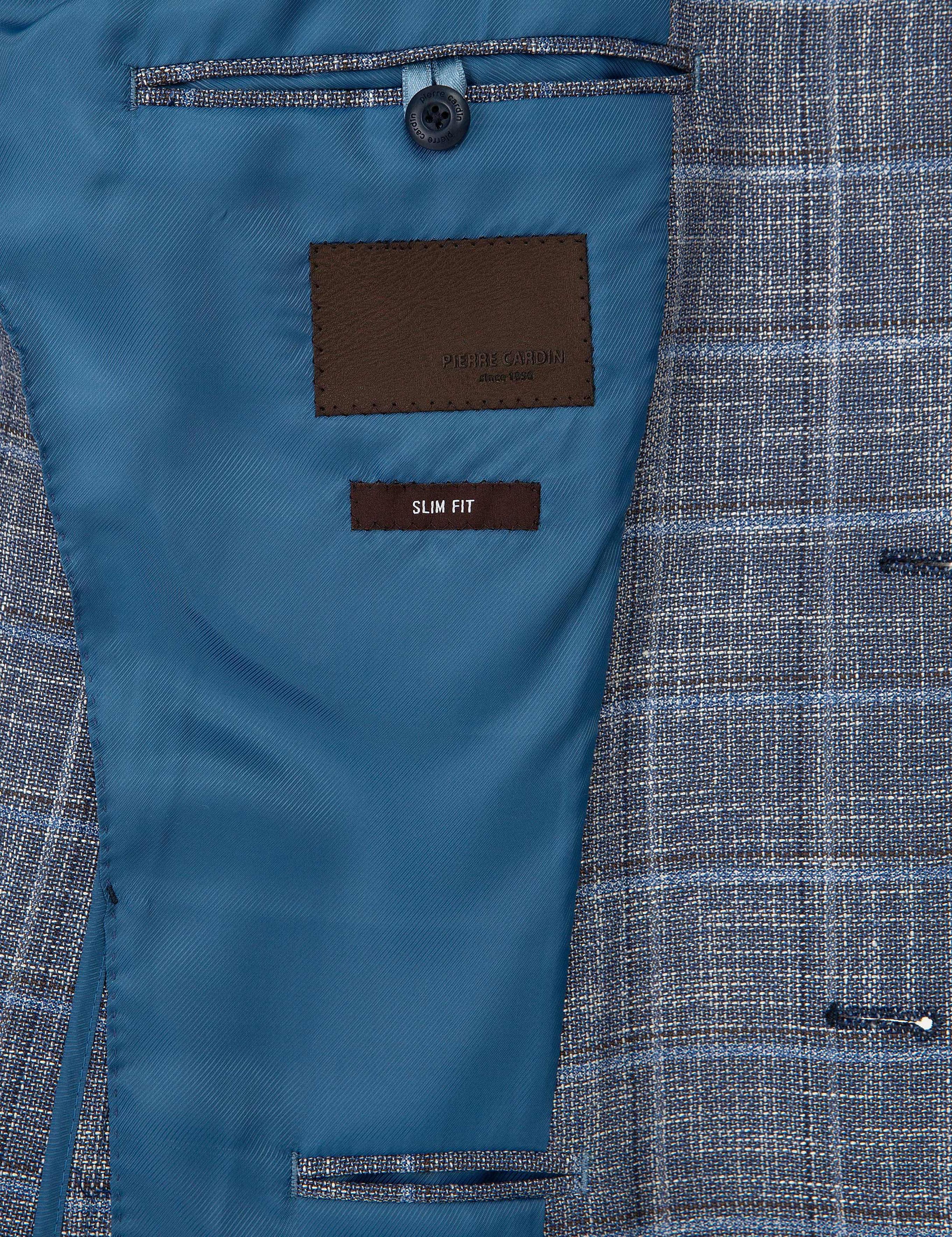 Ekose Koyu Mavi Slim Fit Ceket