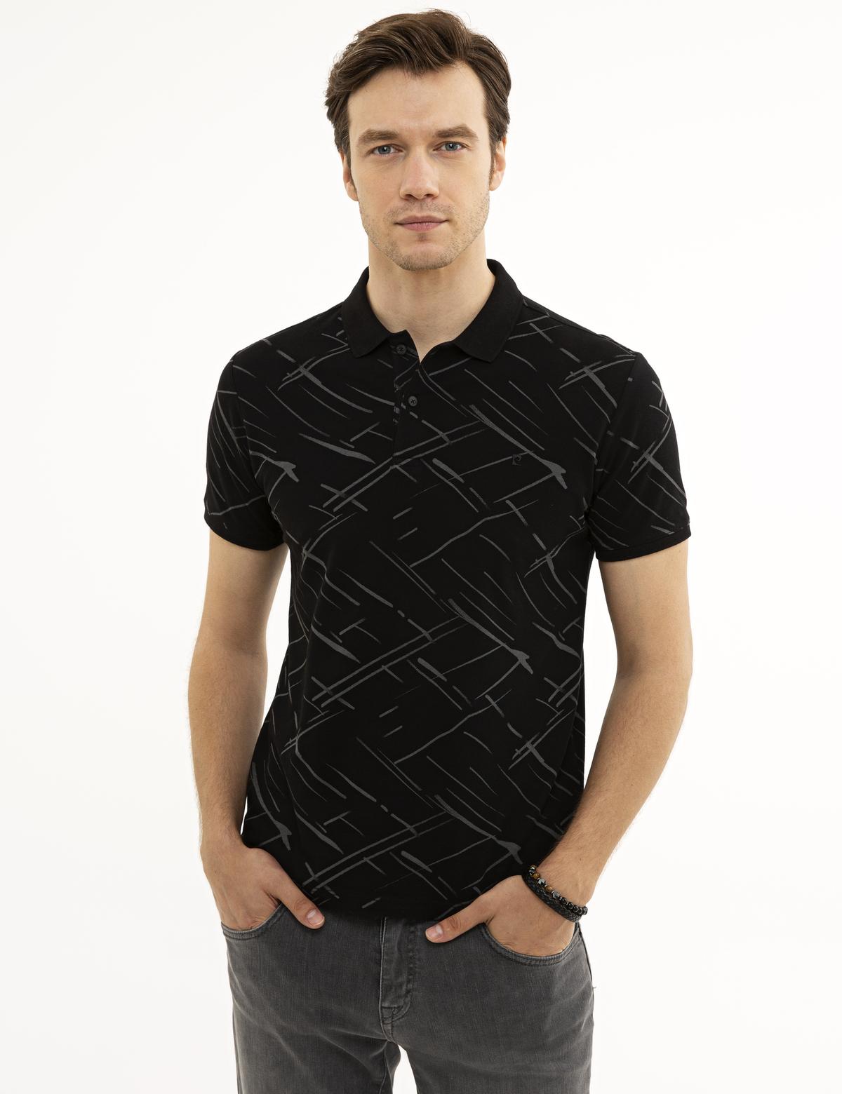 Siyah Slim Fit Polo Yaka T-Shirt - 50226908020