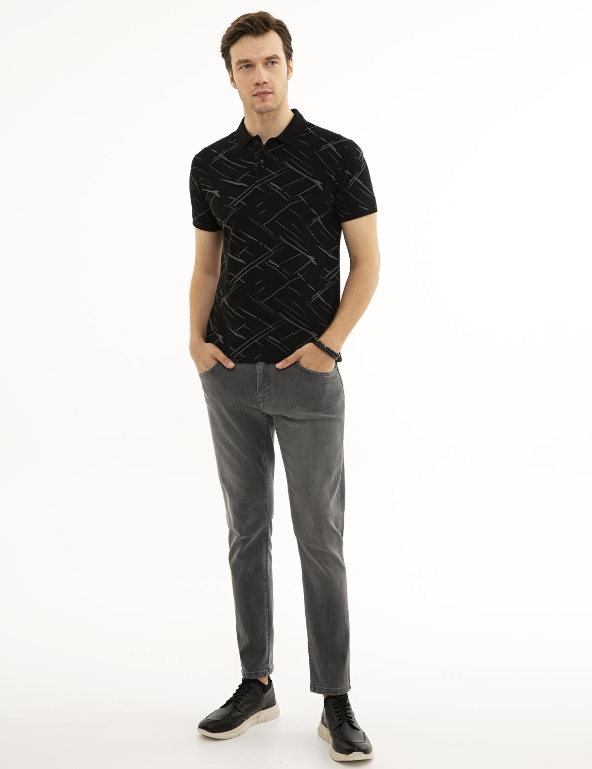 Siyah Slim Fit Polo Yaka T-Shirt - 50226908020