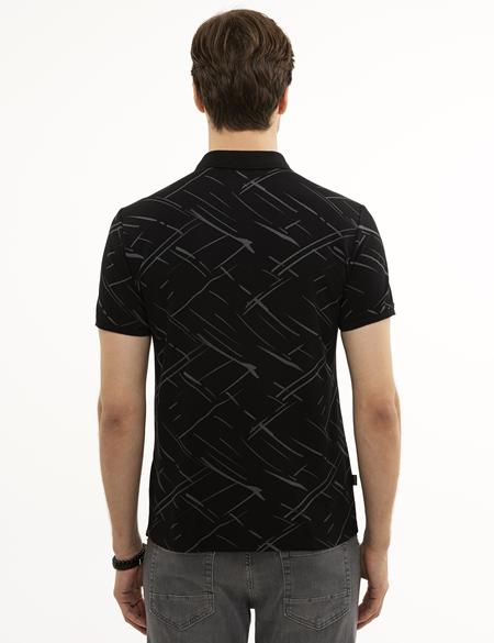 Siyah Slim Fit Polo Yaka T-Shirt - 50226908020