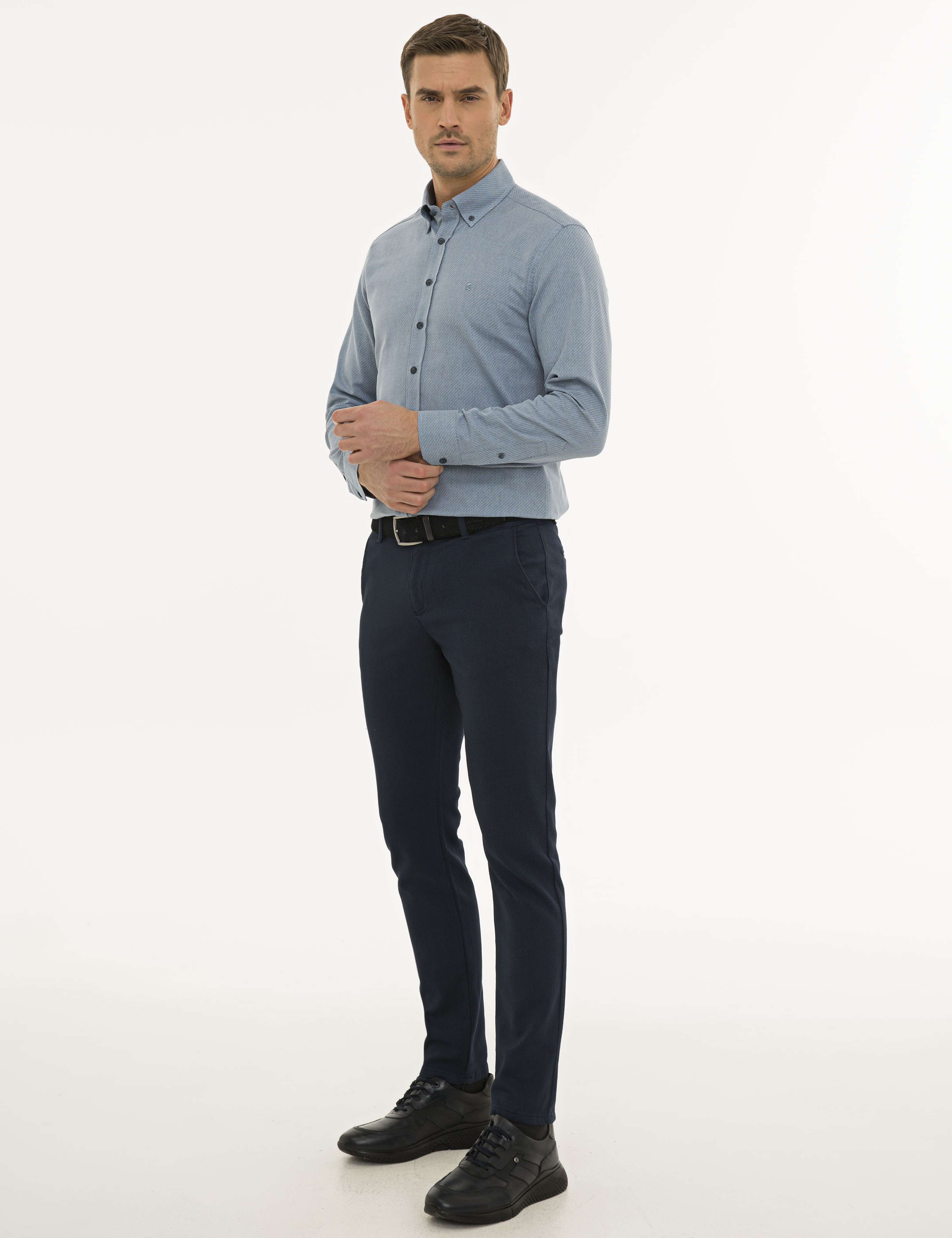 Lacivert Slim Fit Chino Pantolon - Image 2
