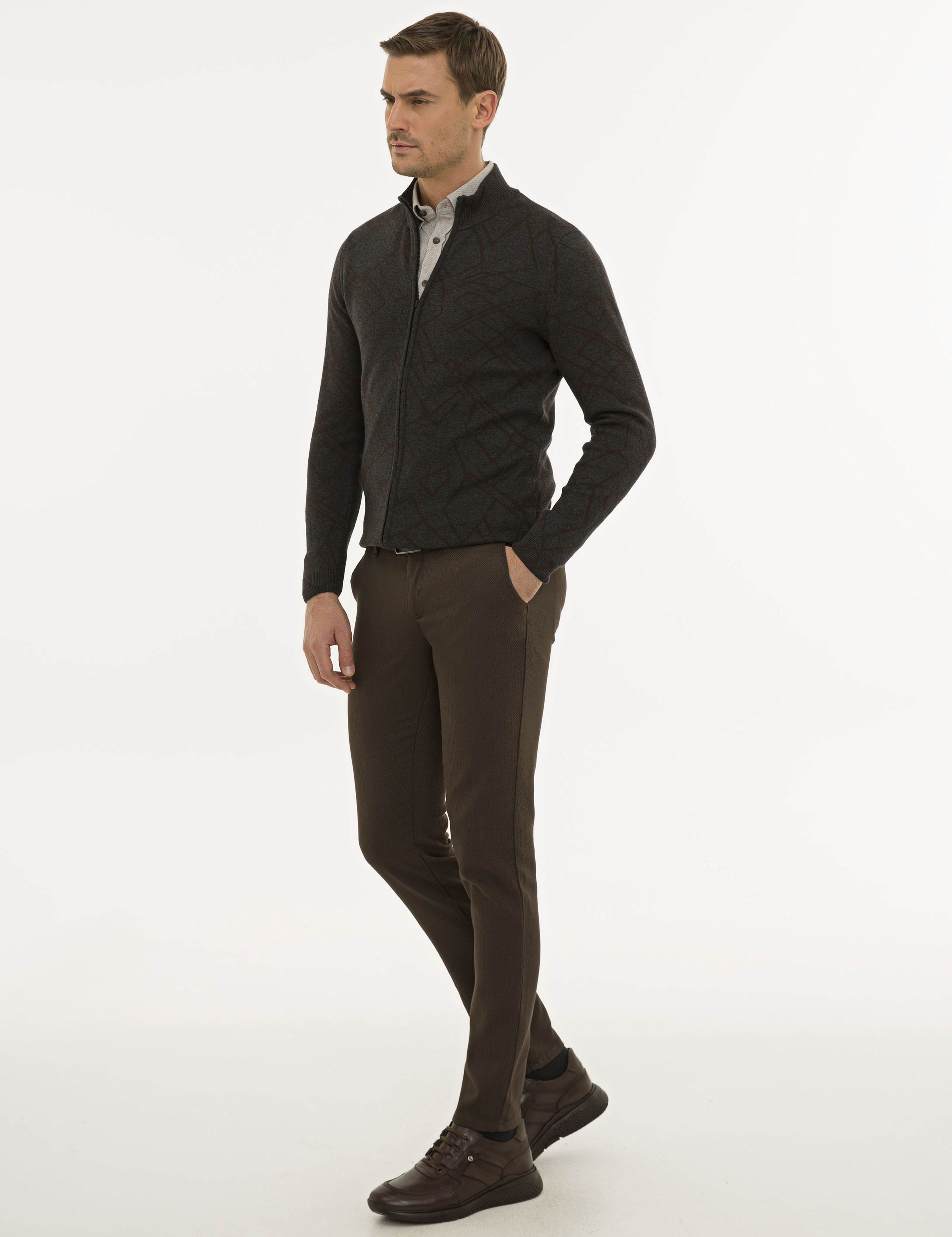 Kahverengi Slim Fit Chino Pantolon - Image 2