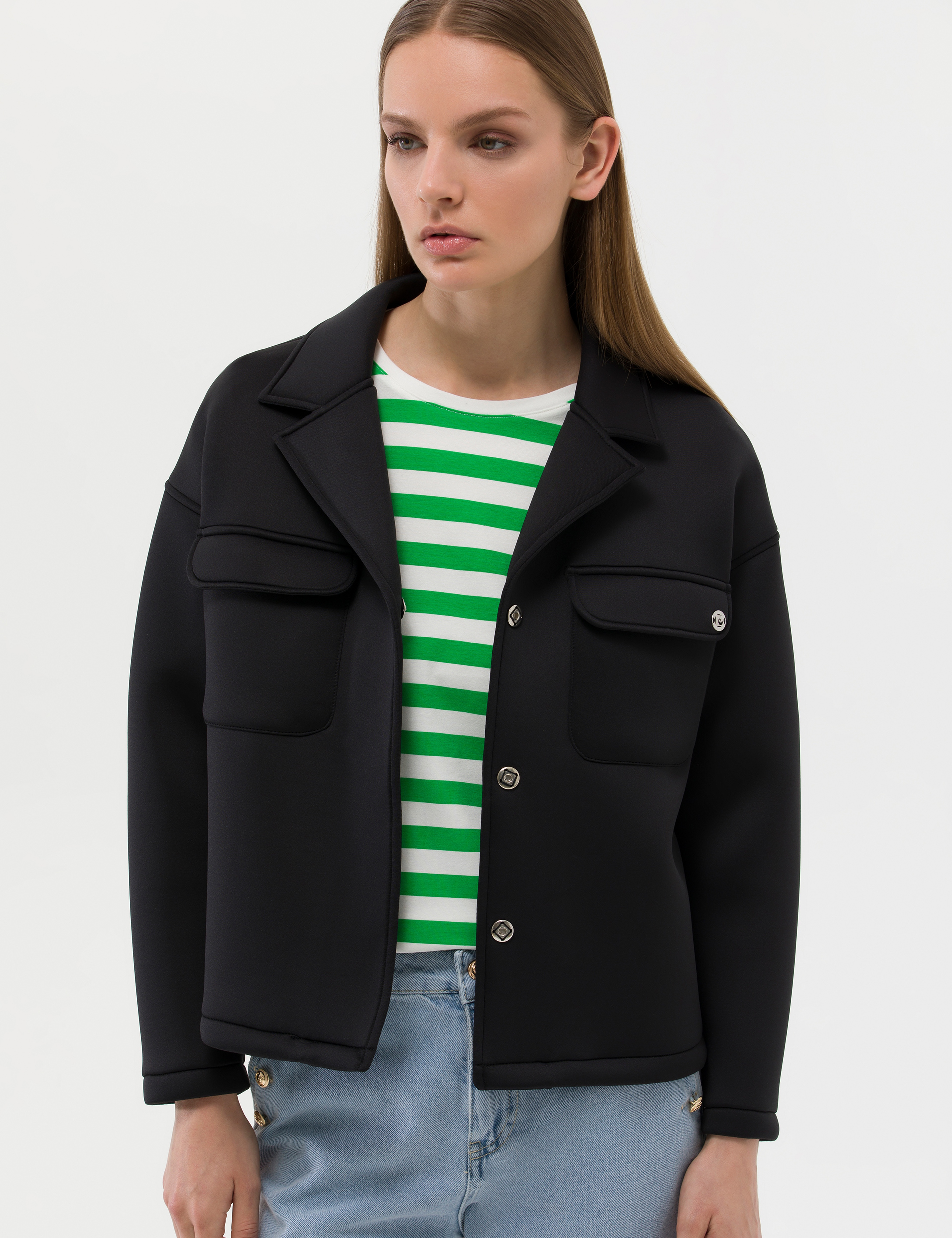 Siyah Regular Fit Örme Ceket - Image 2