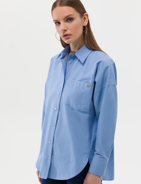 Açık Mavi Oversize Uzun Kollu Gömlek - 50262540048
