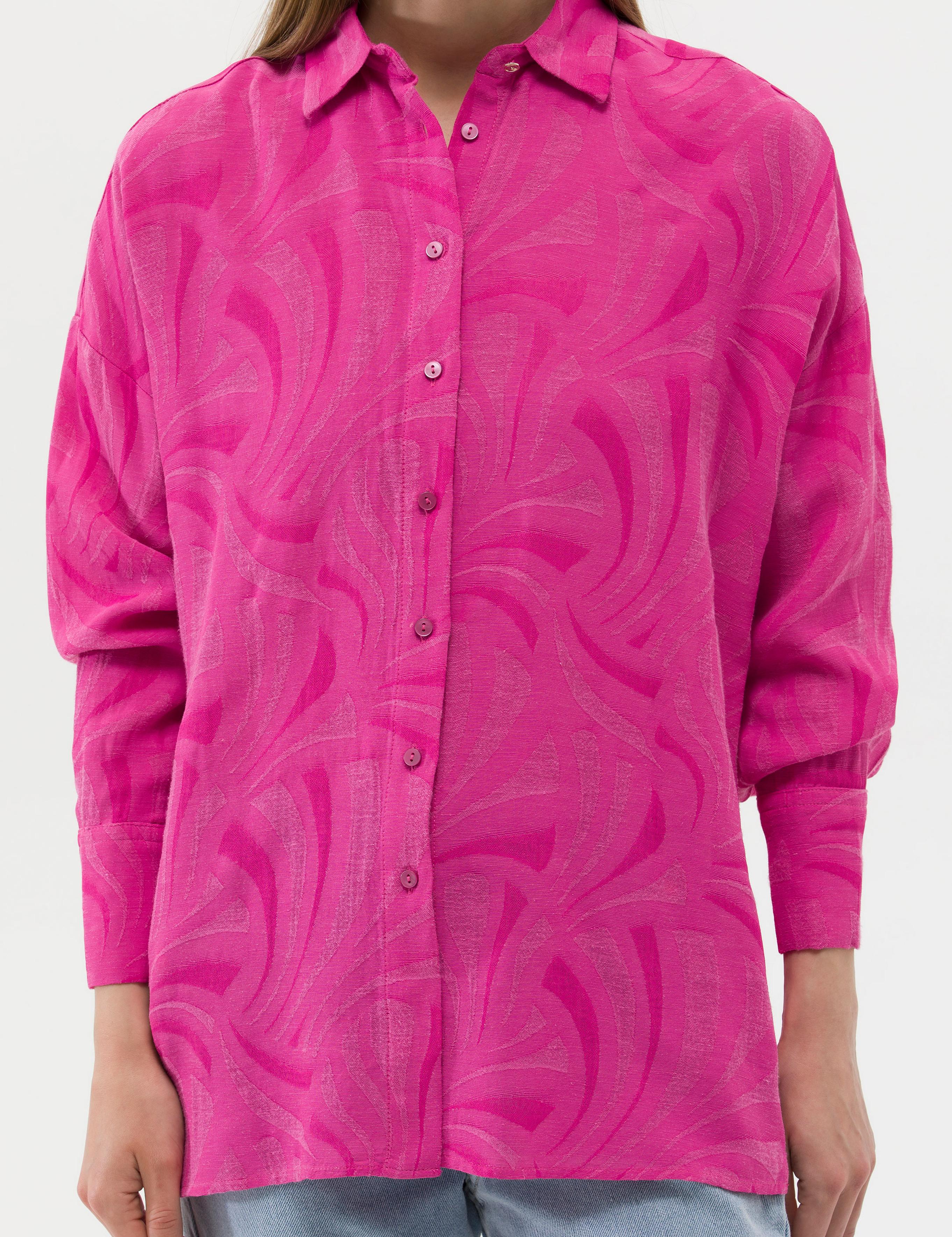 Pembe Keten Karışımlı Oversize Gömlek