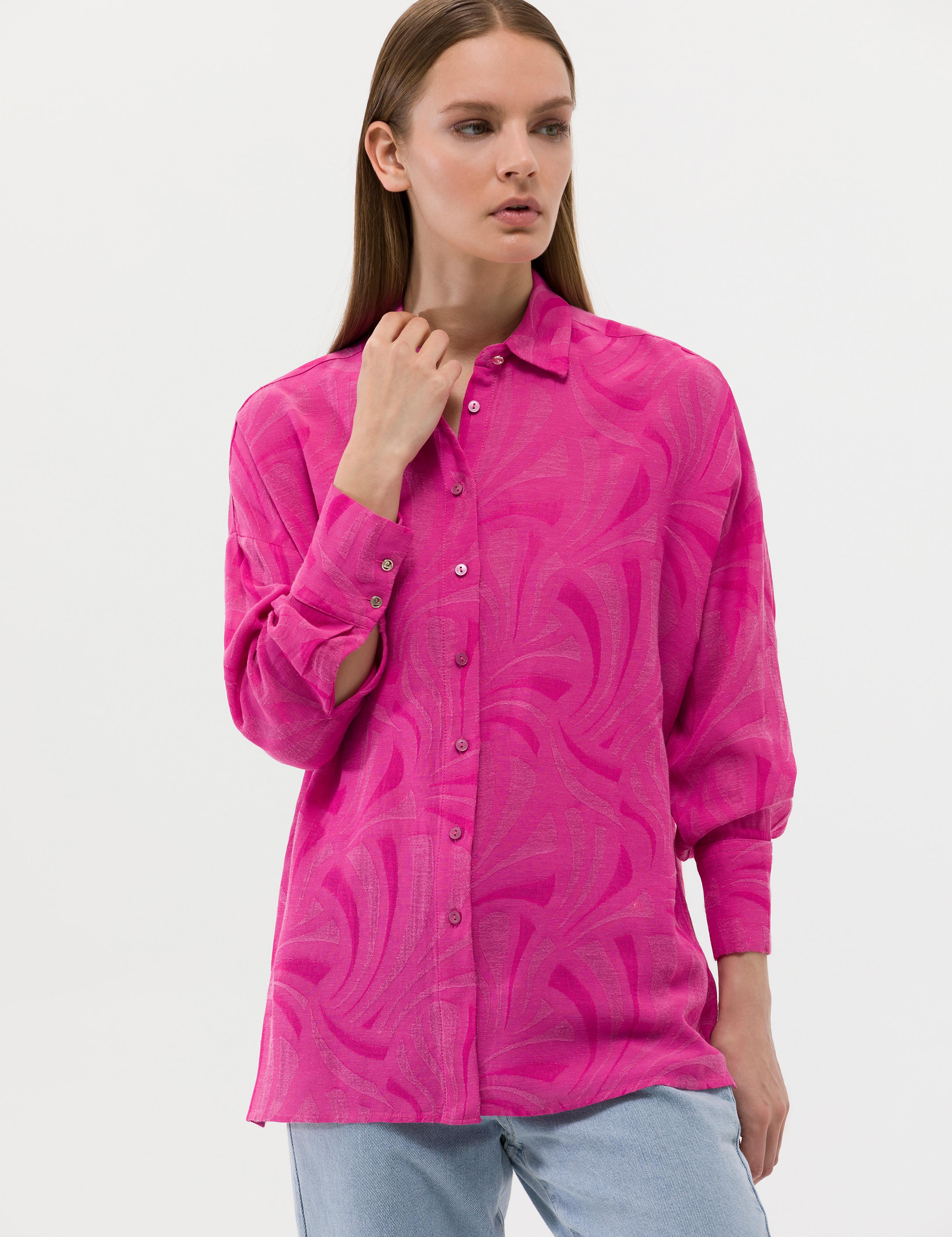 Pembe Keten Karışımlı Oversize Gömlek