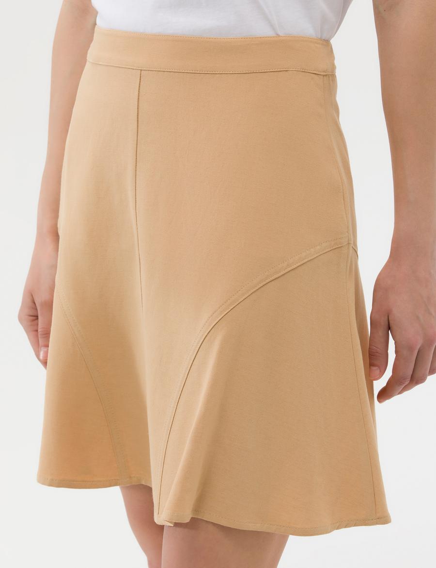 Bej A Kesim Dokuma Etek