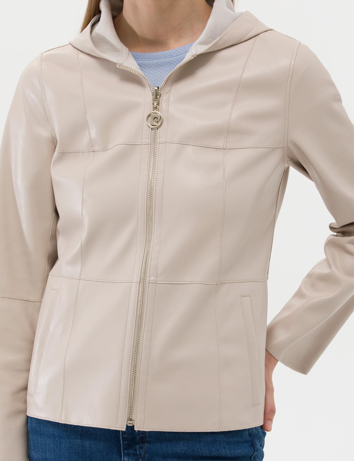 Bej Cropped Slim Suni Deri Ceket - 50263161011