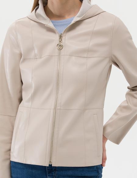 Bej Cropped Slim Suni Deri Ceket - 50263161011