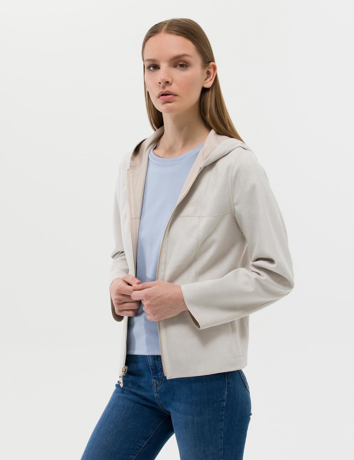 Bej Cropped Slim Suni Deri Ceket - 50263161011