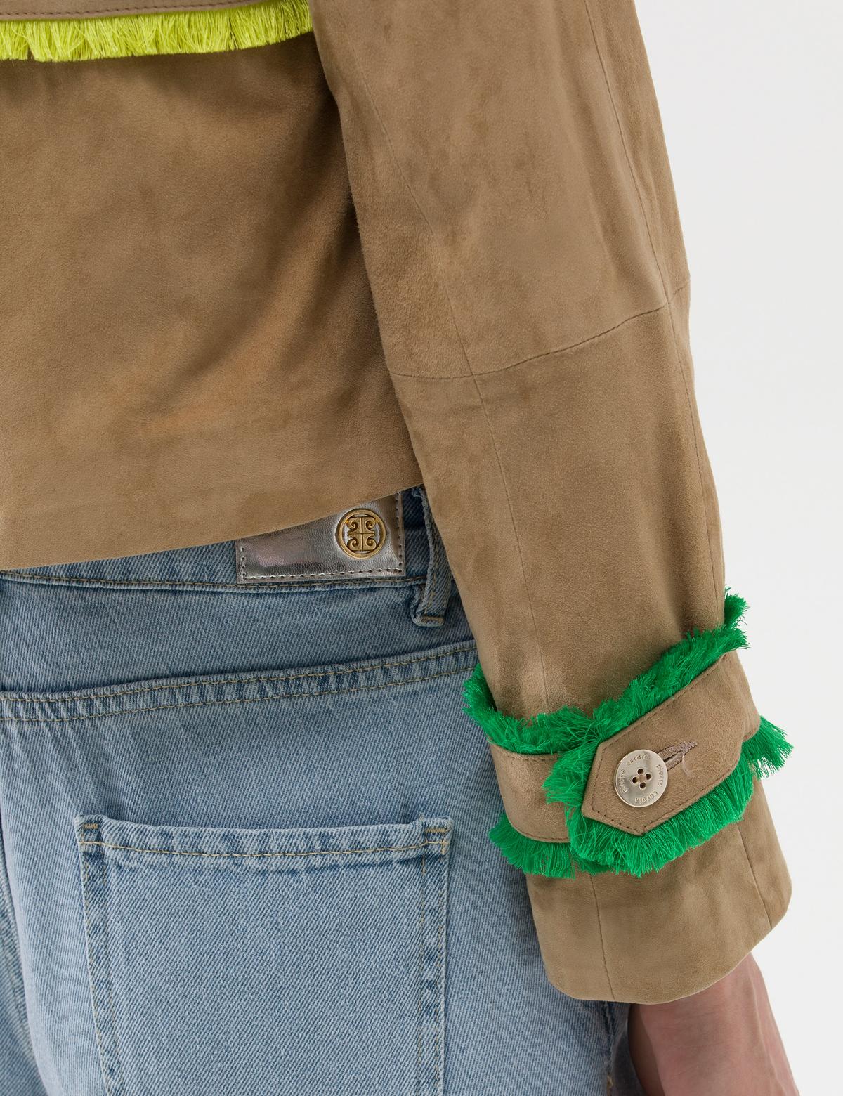 Krem Crop Top Deri Ceket - 50263168020