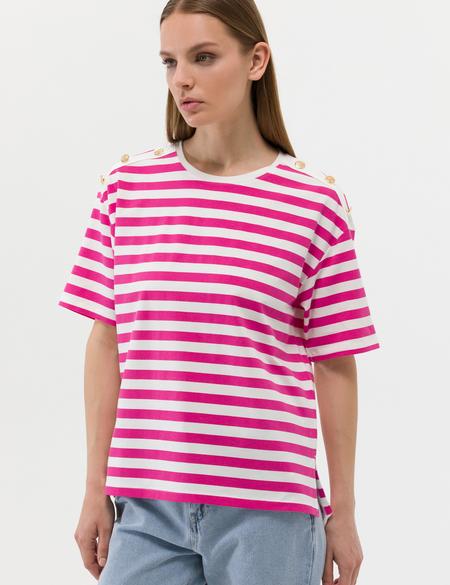 Fuşya Comfort Fit Tişört - 50263372007
