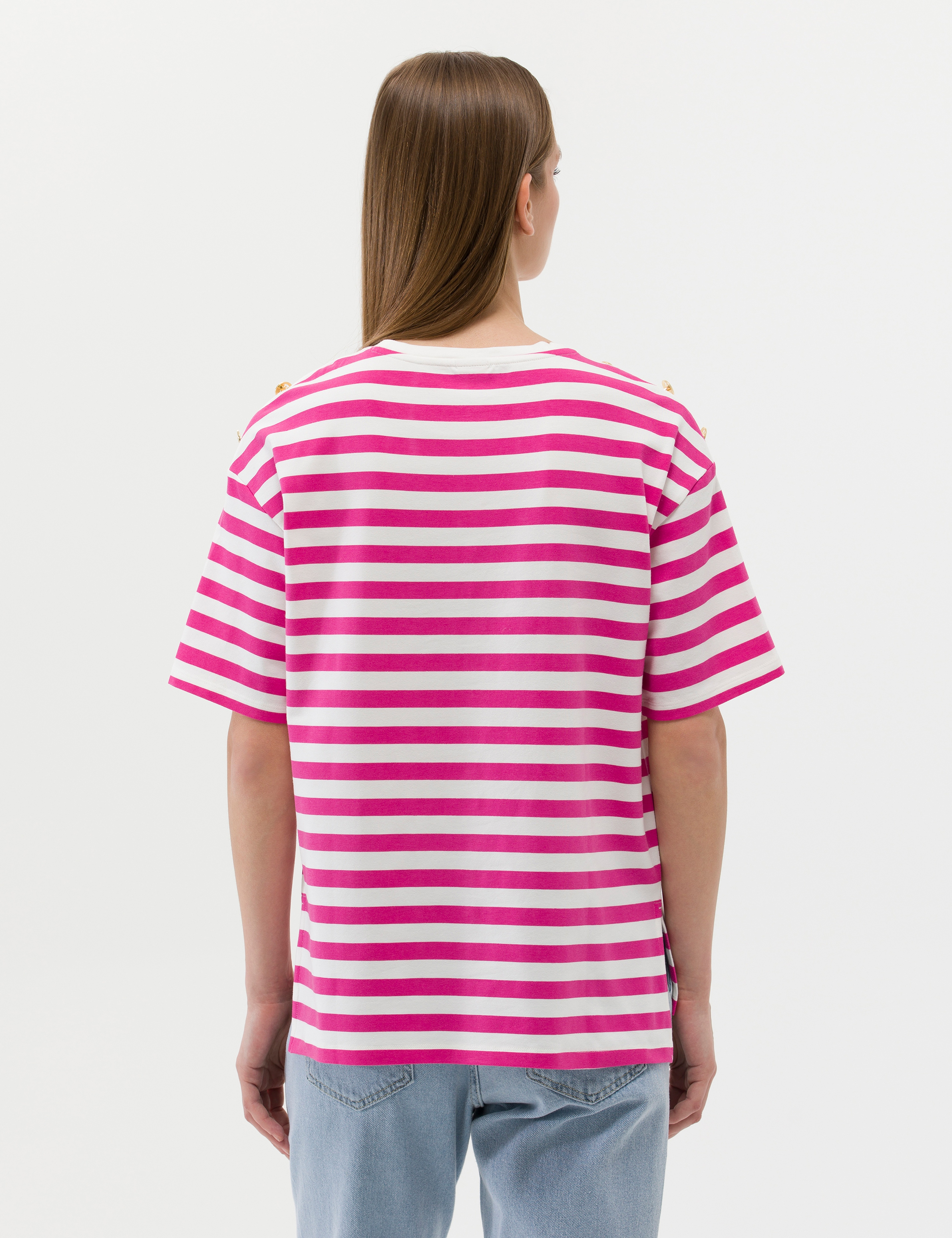 Fuşya Comfort Fit Tişört - Image 5